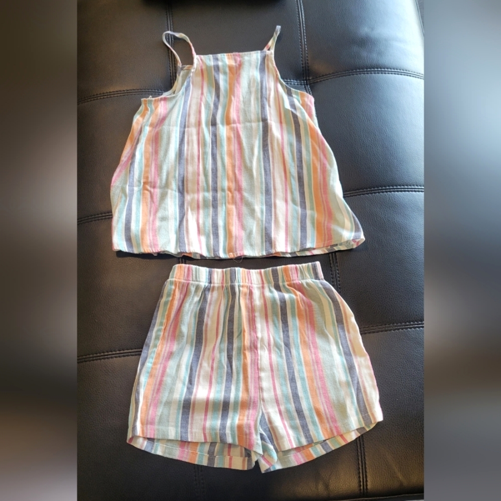 Cute striped top and shirt set for girls